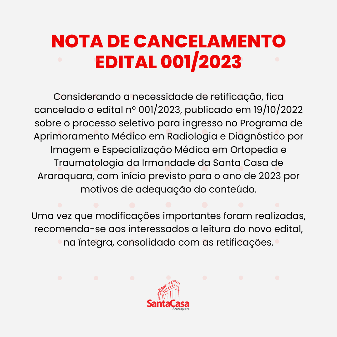NOTA DE CANCELAMENTO EDITAL 001/2023
