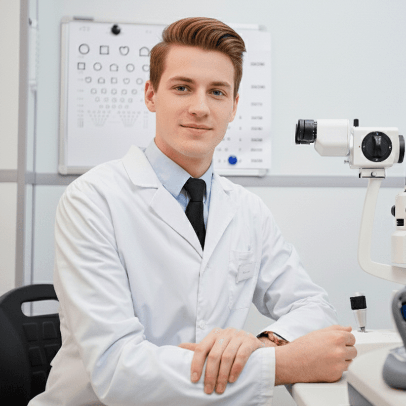Médico oftalmologista em consultório